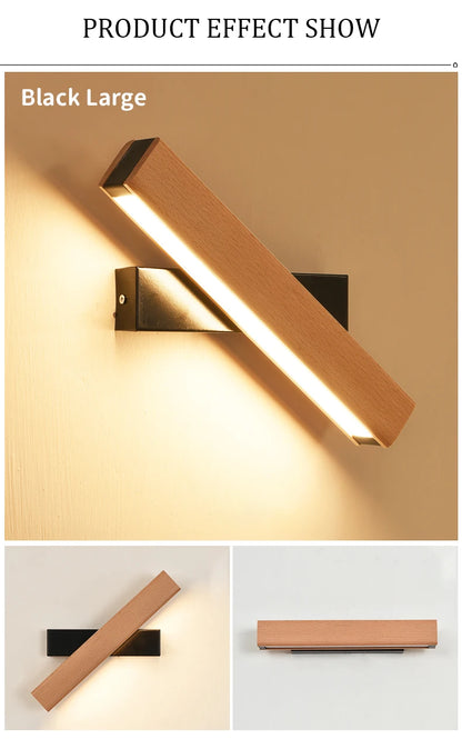 New Rotatable Wall Lamp Nordic Solid Wood LED Wall Light Simple Bedside Study Reading Adjustable Lighting Home Decor Lamps