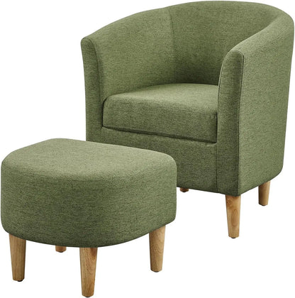 Accent Chair, Sherpa Chair White Fluffy Chair Teddy Barrel Chair with Ottoman Comfy ArmChair Footrest Set