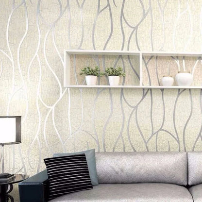 Background Wallpaper Room Decoration Bedroom 3D European Modern Thickened Moisture-proof Curve Stripes Wall Stickers 53cm Home