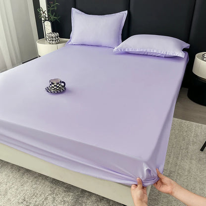 Solid Color Fitted Sheet with 2 Pillowcase Hotel Luxury Deep Pocket Sheet Soft Microfiber Breathable & Comfy Bed Sheet Set, Twin