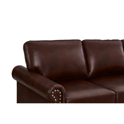 Living Room PU Leather Sofa with Storage Sofa 2+3 Sectional Burgundy Faux Leather Sofa Set For Home Office