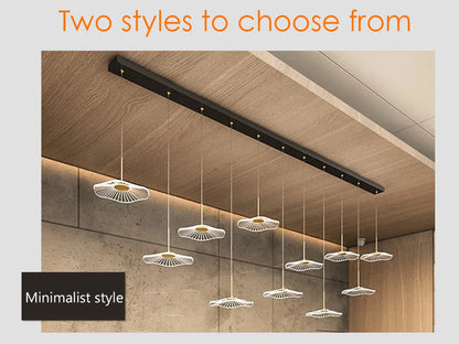 LED Restaurant Chandelier Hanging Pendant Light for Company Hotel Front Desk Lighting Spotlight Lotus Leaf Dining Table Fixtures