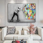 Canvas Wall Art Painting Abstract Banksy Graffiti Art Picture Funny Monkey Street Pop Wall Art Posters for Home Bedroom Decor
