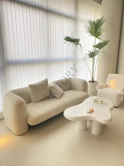 Italian minimalist double three-person small apartment living room sofa lambswool fabric leisure sofa