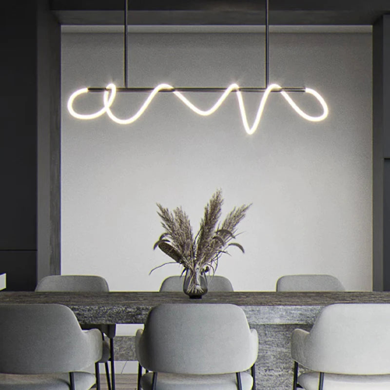 Post-Modern Restaurant Notes Long Hose Lamp Creative Bar Cafe Shop Art Front Desk Designer Chandeliers
