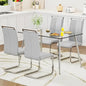 Glass Dining Table Set for 4,5 Piece Dining Table and Chairs Set，Modern Kitchen Dining Room Table with 4 Black PU Leather