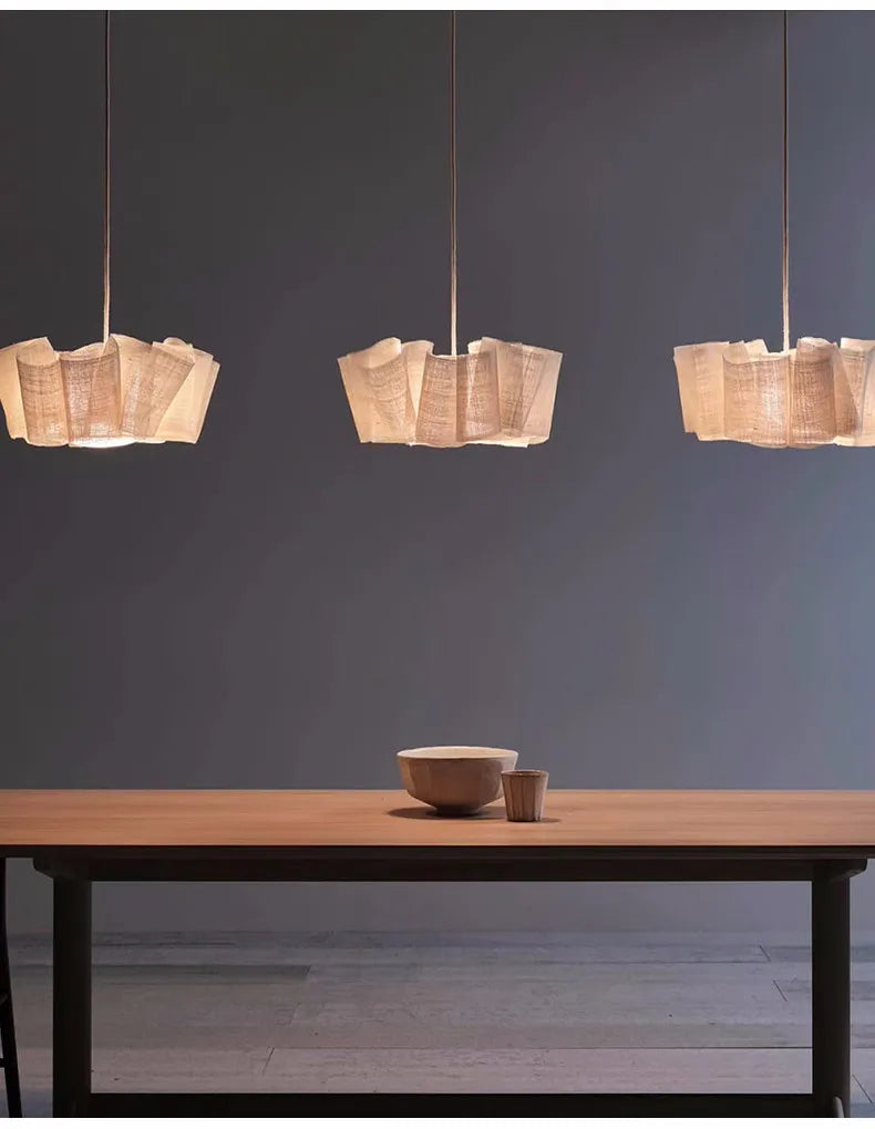 Handmade fabric LED chandelier Japanese retro study bar homestay living room fabric lighting