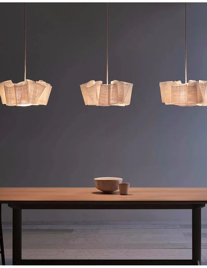 Handmade fabric LED chandelier Japanese retro study bar homestay living room fabric lighting