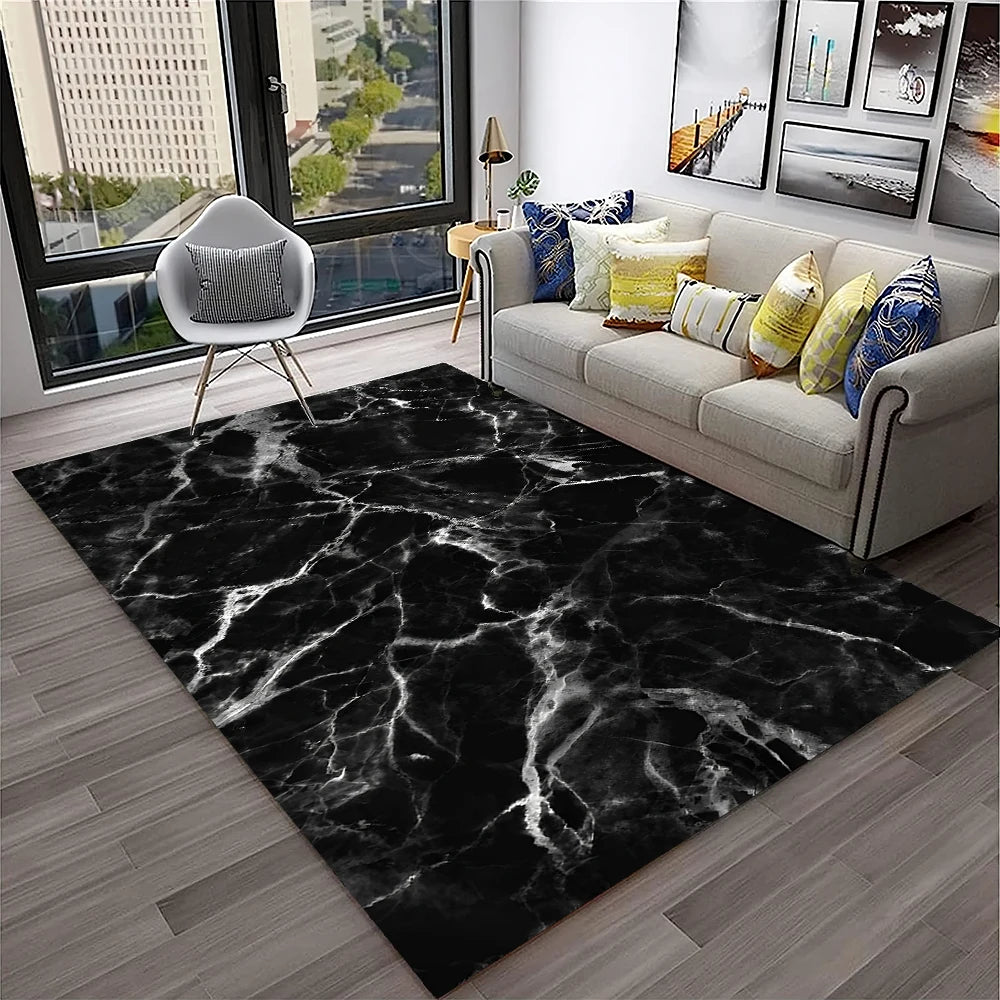 Luxurious Black Green Gold Colour Marble 3D Carpet Rug for Home Living Room Sofa Doormat Decor,kids Area Rug Non-slip Floor Mat