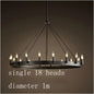 Modern American Retro Iron Pendant Lamp Vintage Industrial Led Droplight Round Cafe Restaurant Bar Knight Candle Chandelier
