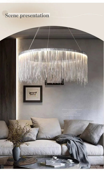 2024 Modern Art Decor Tassel Pendant Lamps Chain Chandelier for Bedroom Living Room Restaurant Lights Winfordo 110V / 220V