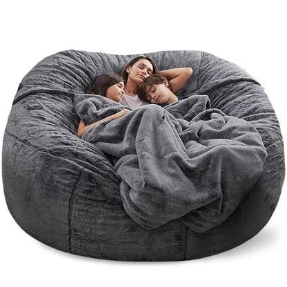 150CM extra large Bean Bag Chair with Furry Fur Cover Machine Washable Big Size Sofa and Giant Lounger Furniture