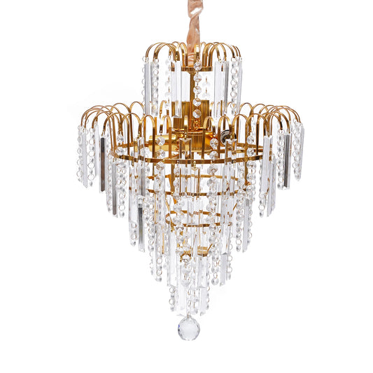 Gold Elegant Crystal Chandelier Modern Ceiling Light Pendant Fixture Lighting Lamp Metal+Glass for Living Room, Dining Room