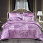 Floral Jacquard Satin Duvet Cover Set Queen 3 Piece Luxury Silk Like Bedding Comforter Covers with Zipper Closure & Corner Ties