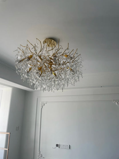 Dining Room Chandelier Long Shaped Dining Room Circular Branch Simple French Luxury Villa Living Room Crystal Lighting Fixtures