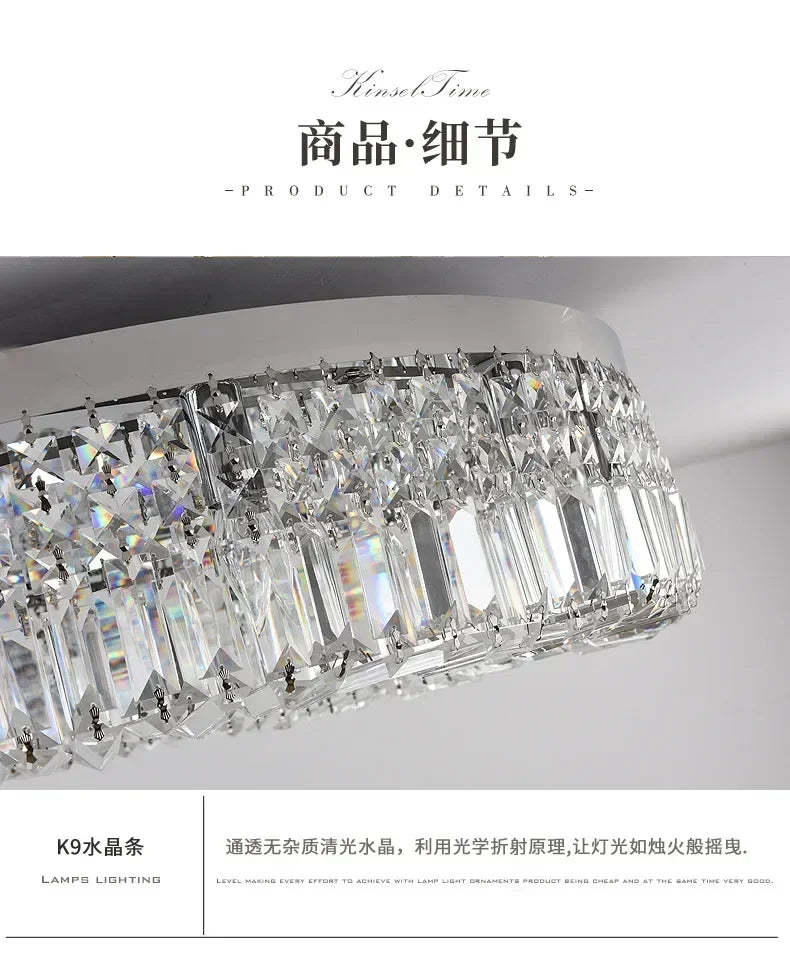 Luxury Modern Minimalist Crystal Glass Round Ceiling Chandelier for  Living Room Bedroom Study Led Indoor Lighting Decor