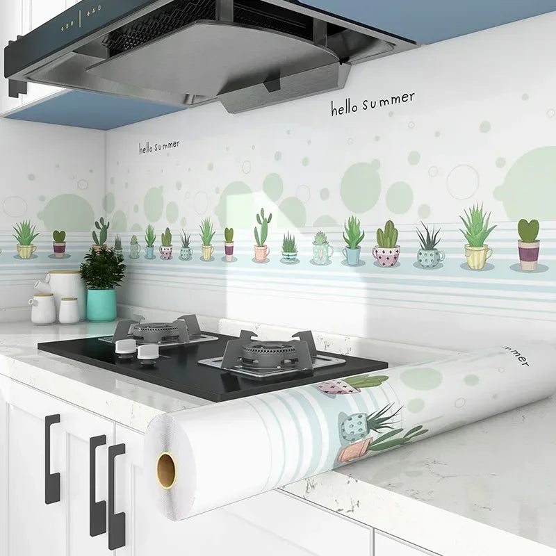 Kitchen Stove Oil-proof Sticker Waterproof High Temperature Resistant Wallpapers Kitchen Decoration Self Adhesive Contact Paper
