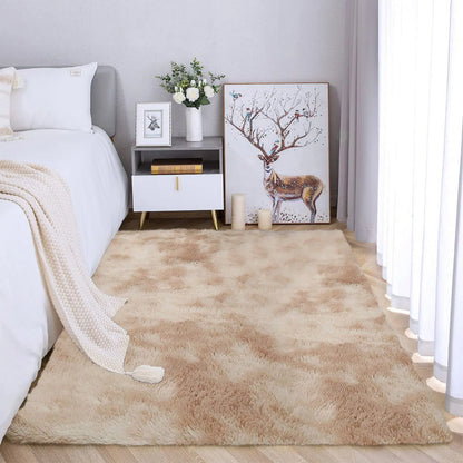 Ultra Soft Fluffy Area Rugs for Bedroom Shaggy Bedroom Carpet Plush Living Room Furry Floor Rugs Non-Slip Tie-Dyed Floor Carpet
