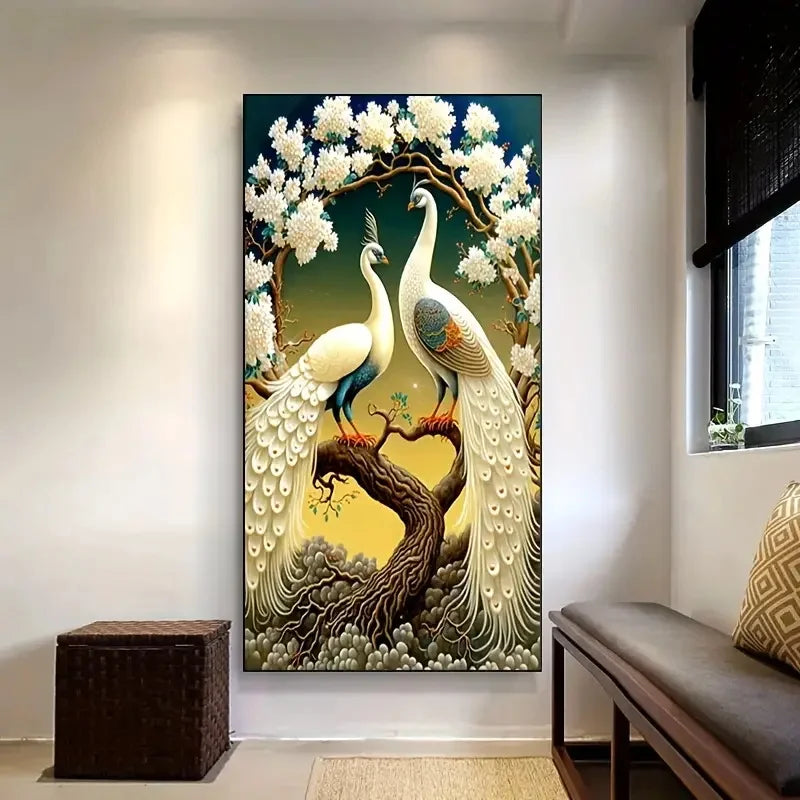 Canvas Poster Modern Art Dream Peacock Flower Landscape Bird Home Decor Ideal Gift for Bedroom Living Room Corridor Wall Decor