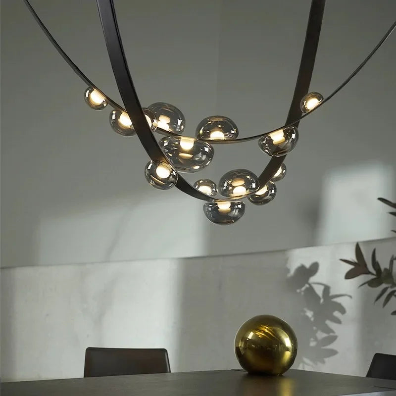 Modern Minimalist Restaurant Gray Decorative Chandelier Nordic Art Designer Villa Duplex Suspended Living Room Staircase Chandel