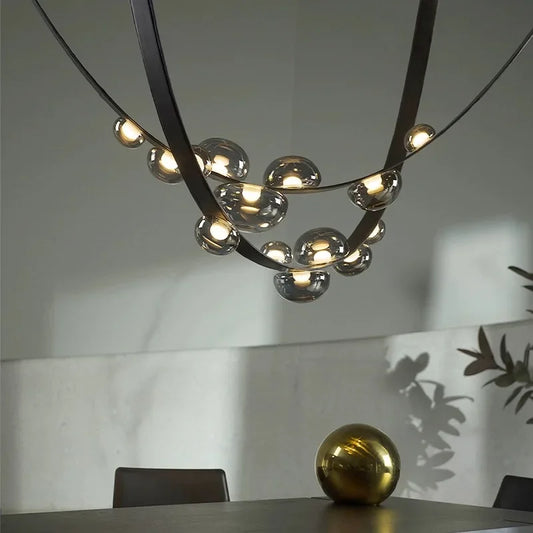 Modern Minimalist Restaurant Gray Decorative Chandelier Nordic Art Designer Villa Duplex Suspended Living Room Staircase Chandel