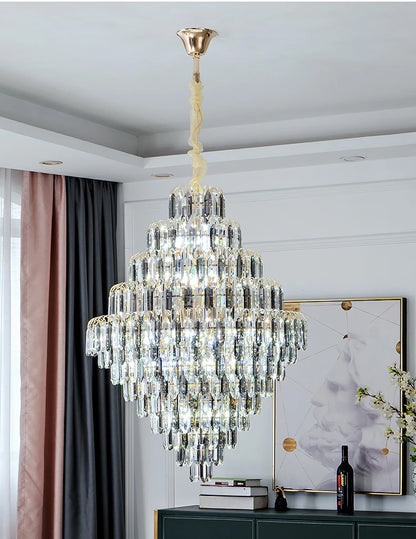 Designer LED Light Luxury Villa Main Hall Crystal Chandelier Luxury Hotel Restaurant Sales Office Custom Lights Pendant lights