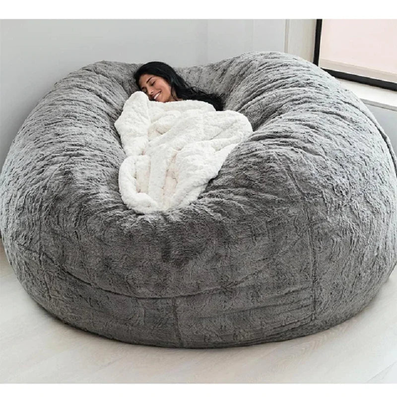 Soft Warm 180*90cm Fur Giant Removable Washable Bean Bag Bed Cover Comfortable Living Room Furniture Lazy Sofa Coat