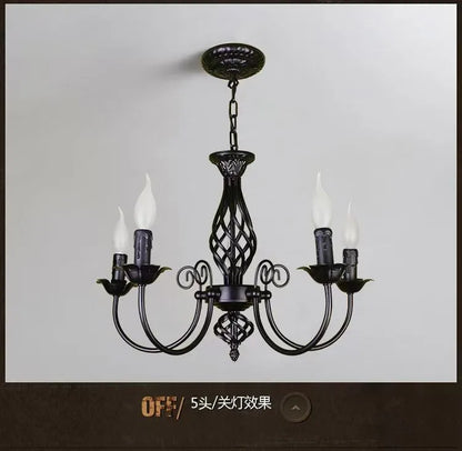 American Simple Living Room Light Modern Dining Room Bedroom Chandelier Black Iron Nordic Style Room Decoration Lighting Chandel