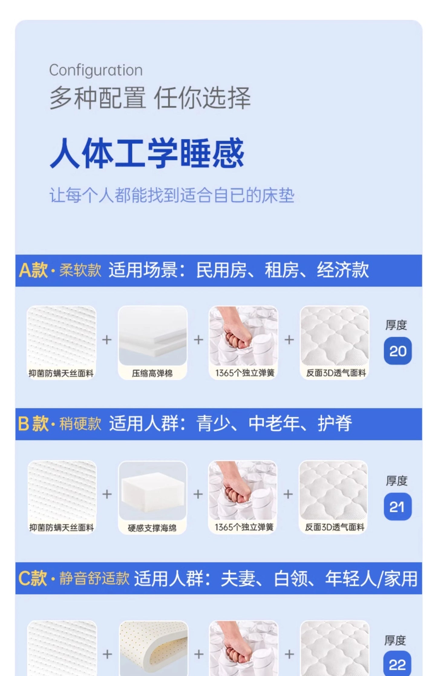 Molblly Soft Queen Mattresses High Quality Spring Sleeping Floor Mattresses Memory Foam Cozy Materasso Matrimoniale Furniture