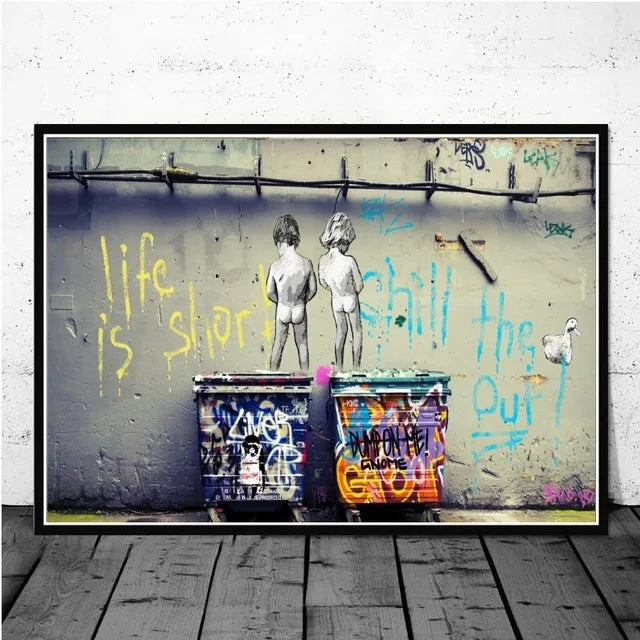 Canvas Wall Art Painting Abstract Banksy Graffiti Art Picture Funny Monkey Street Pop Wall Art Posters for Home Bedroom Decor