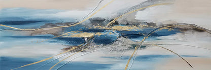 Modern Canvas Painting Abstract Landscape White Gold Line Posters and Prints Wall Art Pictures for Living Room Decor Cuadros