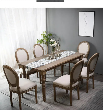Retro Rattan Dining Chair Solid Wood French Chair Mobile Cafe Floor Modern American Country Leisure Chairs Home Furnitures