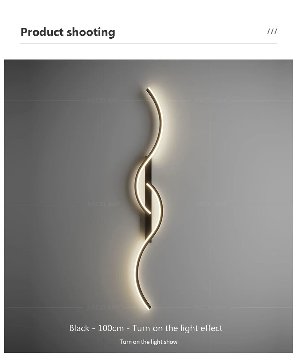 LED Wall Lamp 60/80/100CM Smart Remote Control Adjustable Color Temperature Brightness Bedroom Bedside Living Room Wall Sconces