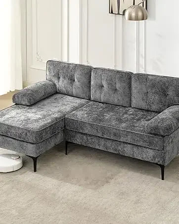 Convertible Sectional Couches for Living Room, L-Shaped Couch 3 Seats Sofas with Storage Chaise & 2 Cup Holders, Small Sofa