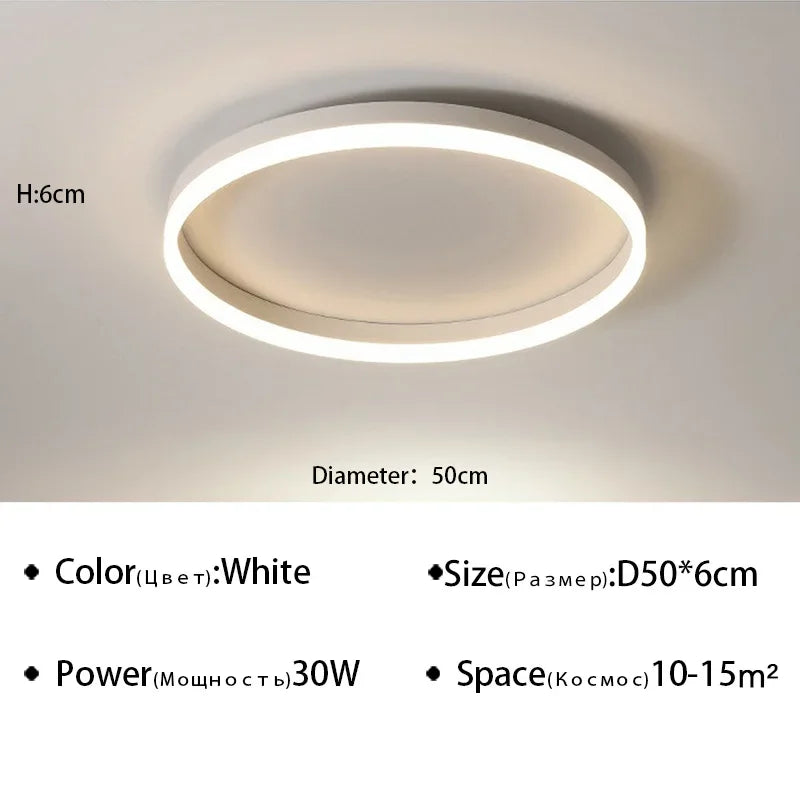 Modern LED Ceiling Lamp Chandelier for Living Dining Room Kitchen Bedroom Nordic Simple Round Home Decor Lighting Fixture Luster