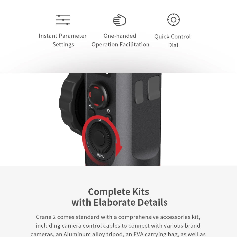 ZHIYUN Crane 2 3-Axis Camera Stabilizer DSLR Camera Stabilizer for Canon Follow Focus Gimbal for Zhiyun Smooth 4 Gimbal