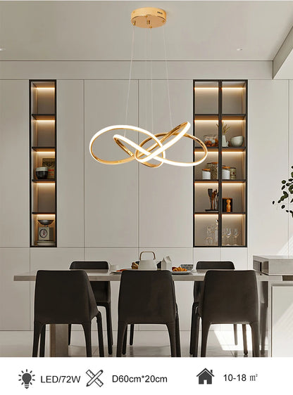 LED Gold Chandelier Modern Home Lighting For Living Room Dining Room Bedroom Kitchen Ceiling Decoration Lustre Hanging Lamp