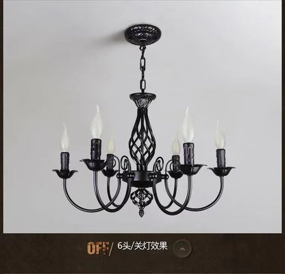 American Simple Living Room Light Modern Dining Room Bedroom Chandelier Black Iron Nordic Style Room Decoration Lighting Chandel