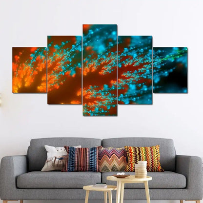 5 Panels Aesthetic Landscape Canvas Painting Abstract Natural Landscape Golden Light Art Luxury Posters Prints Living Room Decor