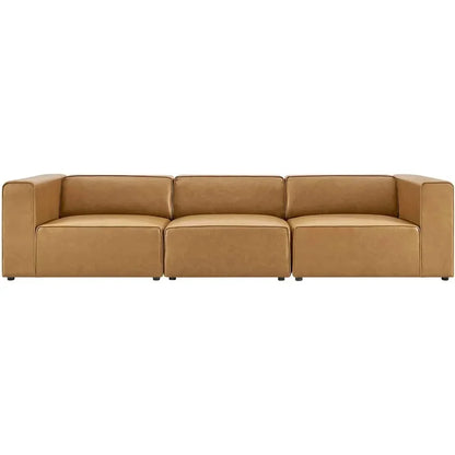 Mingle Vegan Leather 3-Piece Sectional Sofa, Tan