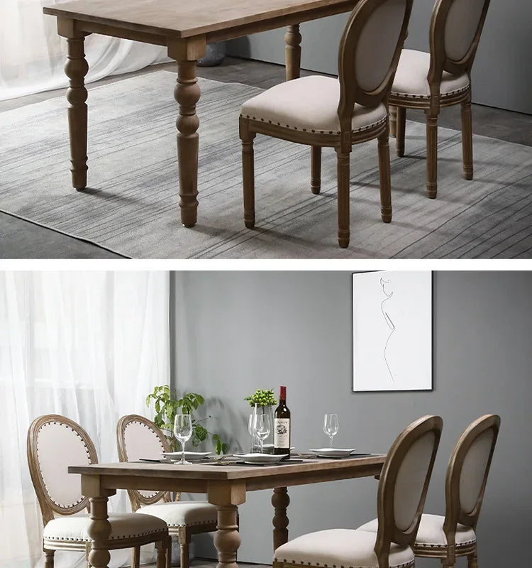 Retro Rattan Dining Chair Solid Wood French Chair Mobile Cafe Floor Modern American Country Leisure Chairs Home Furnitures