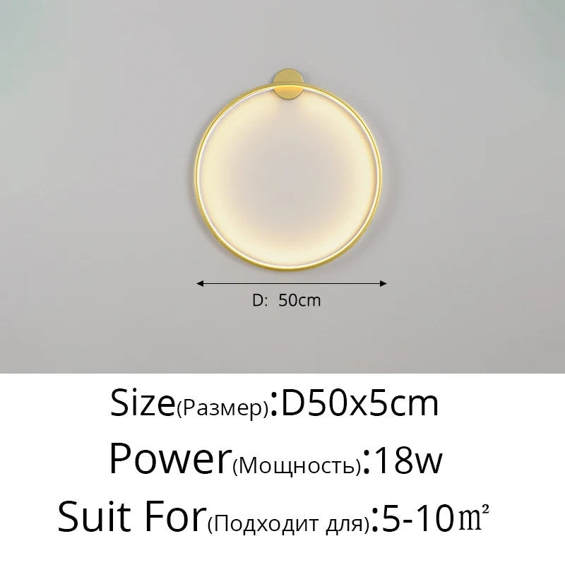 Simple Circle Background Decoration Lamps New Modern LED Wall Lights Living Room Bedroom Bedside Aisle Corridor Indoor Lighting