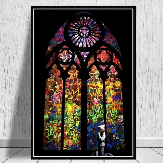 Canvas Wall Art Painting Abstract Banksy Graffiti Art Picture Funny Monkey Street Pop Wall Art Posters for Home Bedroom Decor