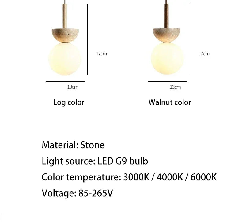 Cream Style Pendant Lamp Bedroom Bedside Led Chandelier Stone Wood Light Designer Bauhaus Medieval Restaurant Bar Small Lights