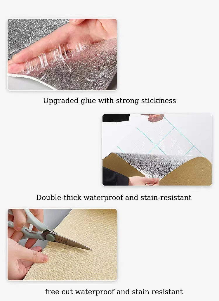 DIY Linen 3D Foam Self-adhesive PVC Solid Color Thickened Waterproof Background Wall Renovation Wallpaper Wall Stickers