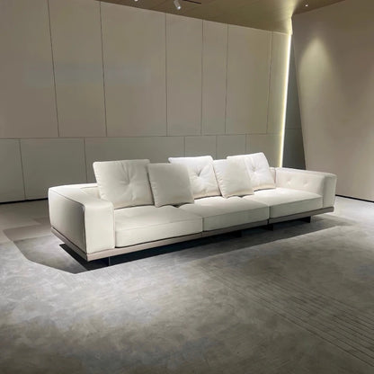 Large Nordic Italian Sofa Luxury Beige Leather Designer Modern Double Couch Living Room Chaise Canape Salon Home Furniture