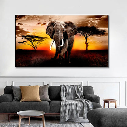 Large Size Lion Leopard Animals Posters African Elephant Tiger Wall Picture Canvas Painting One Piece Home Decoration No Frame