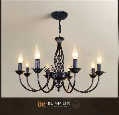American Simple Living Room Light Modern Dining Room Bedroom Chandelier Black Iron Nordic Style Room Decoration Lighting Chandel