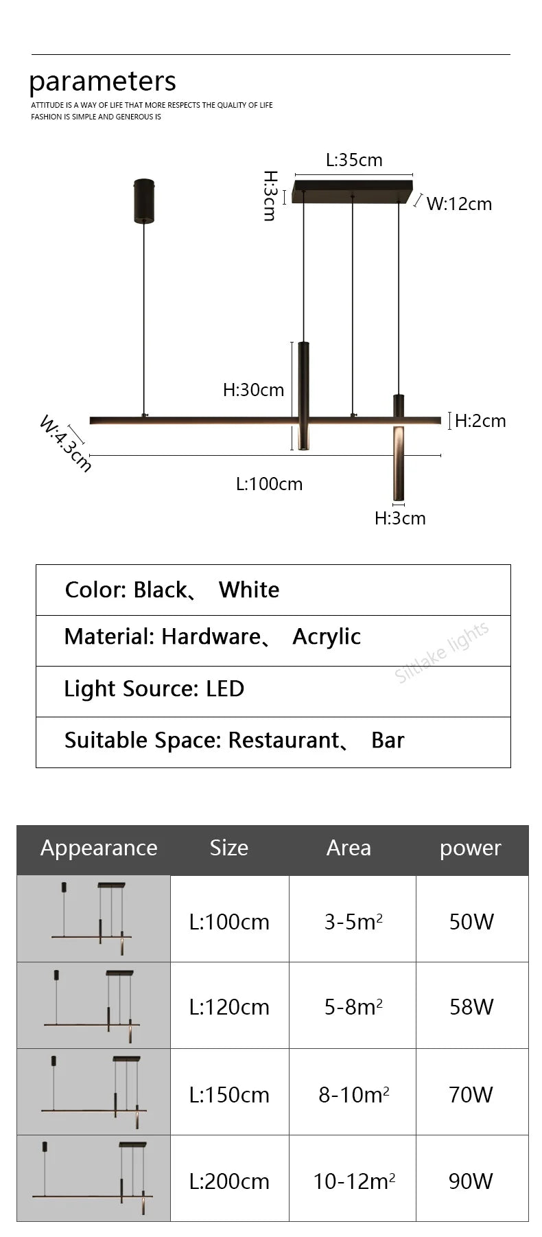 New restaurant chandelier modern simple dining room table bar lights long strip spotlight creative designer pendant lamps