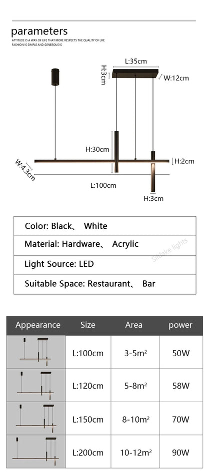 New restaurant chandelier modern simple dining room table bar lights long strip spotlight creative designer pendant lamps